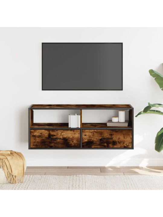 TV skříňka kouřový dub 100x31x39,5 cm kompozitní dřevo a kov