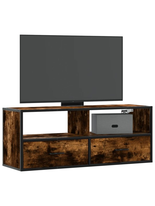 TV skříňka kouřový dub 100x31x39,5 cm kompozitní dřevo a kov