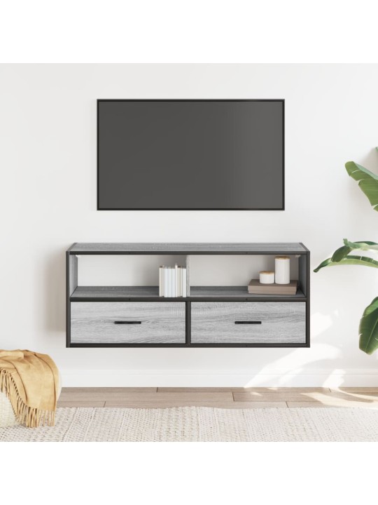 TV skříňka šedá sonoma 100x31x39,5 cm kompozitní dřevo a kov