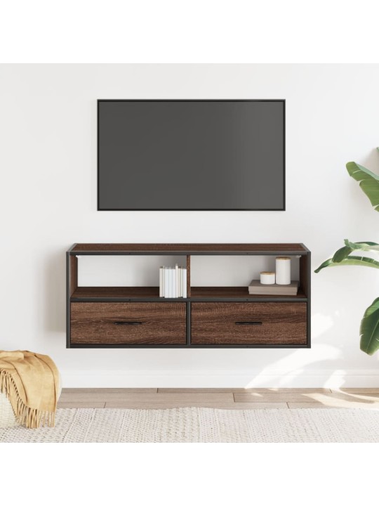 TV skříňka hnědý dub 100 x 31 x 39,5 cm kompozitní dřevo a kov