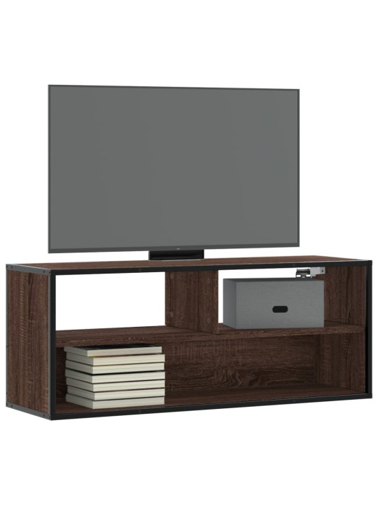 TV skříňka hnědý dub 100 x 31 x 39,5 cm kompozitní dřevo a kov