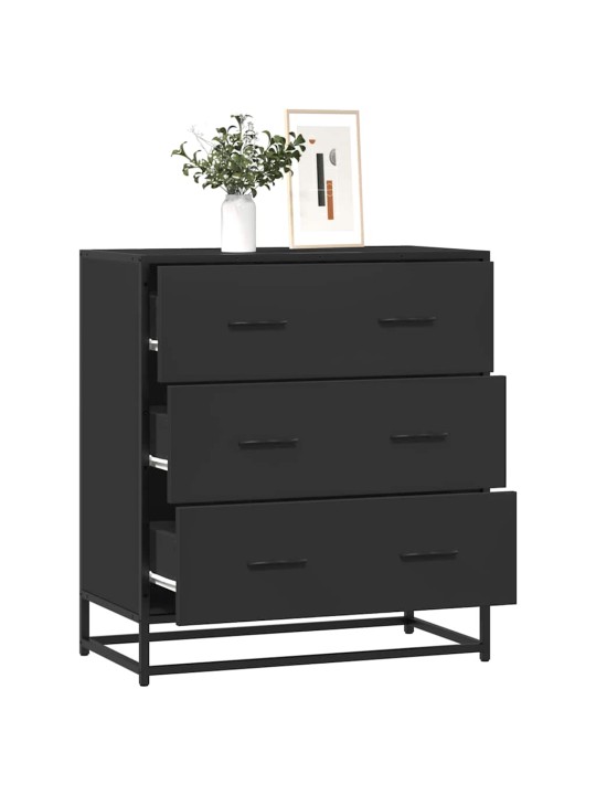 Příborník černý 68 x 35 x 76 cm kompozitní dřevo a kov