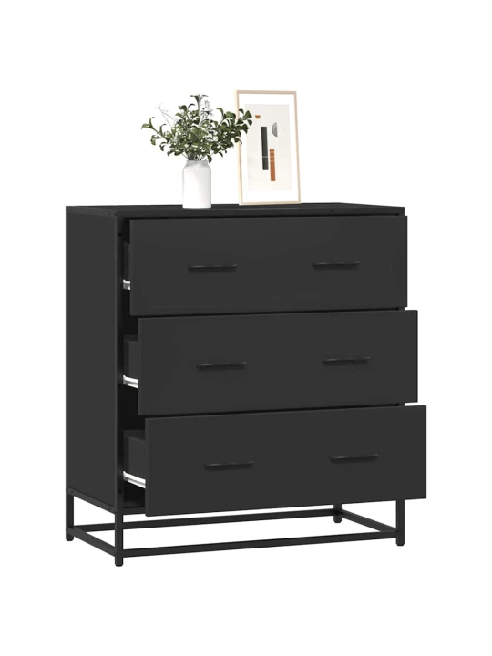 Příborník černý 68 x 35 x 76 cm kompozitní dřevo a kov