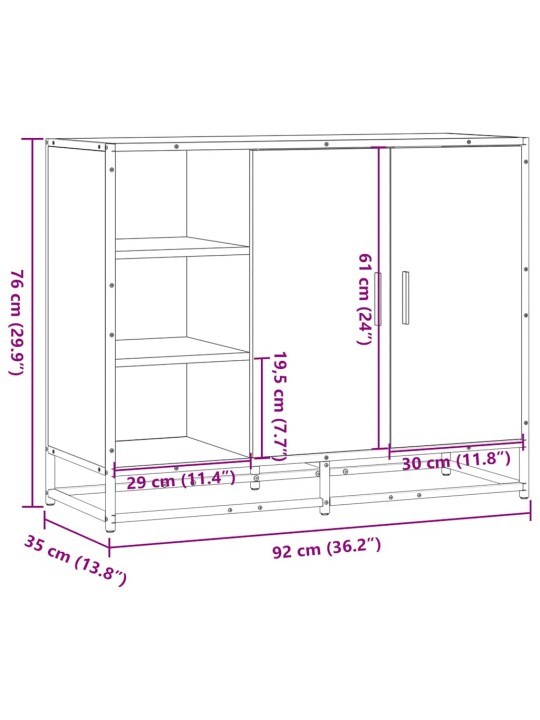 Příborník kouřový dub 92 x 35 x 76 cm kompozitní dřevo