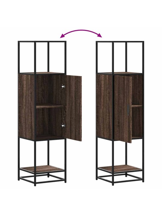 Skříň highboard hnědý dub 35,5x35x139 cm kompozit a kov