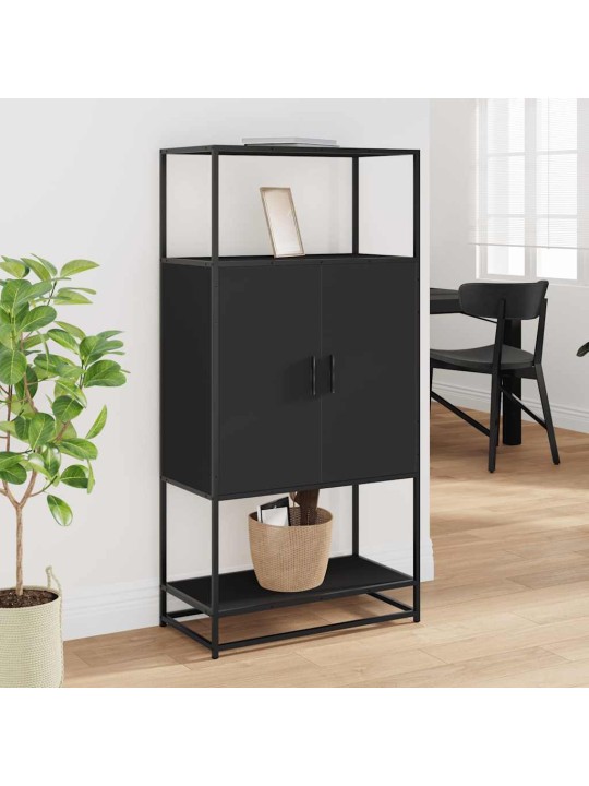 Skříň highboard černá 68 x 35 x 139 cm kompozitní dřevo a kov