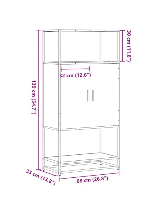Skříň highboard šedá sonoma 68x35x139cm kompozitní dřevo a kov