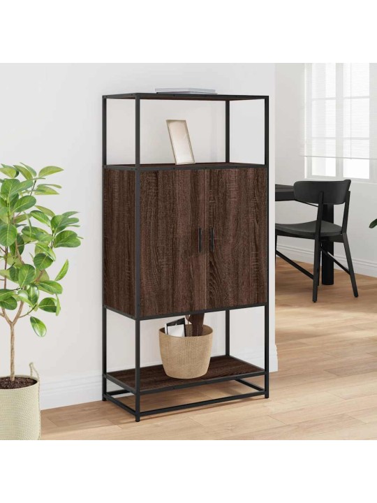 Skříň highboard hnědý dub 68x35x139cm kompozitní dřevo a kov