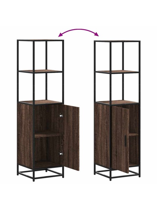 Skříň highboard hnědý dub 35,5x35x139 cm kompozit a kov