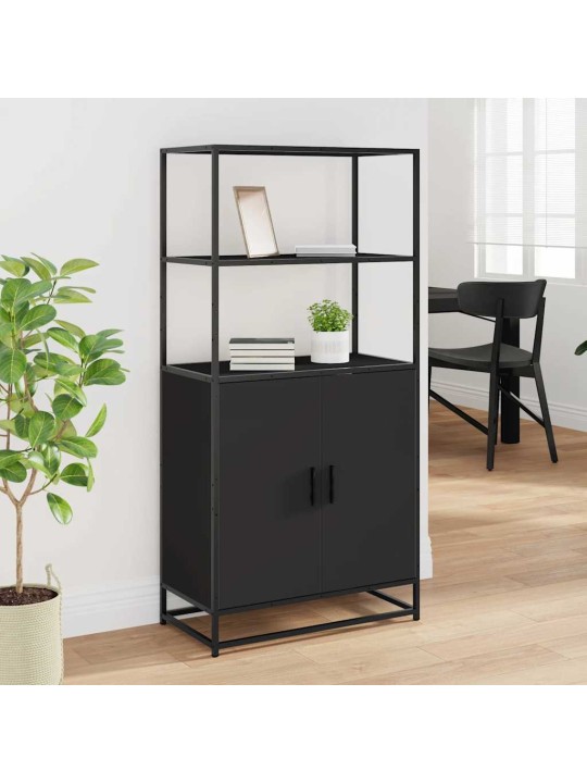 Skříň highboard černá 68 x 35 x 139 cm kompozitní dřevo a kov