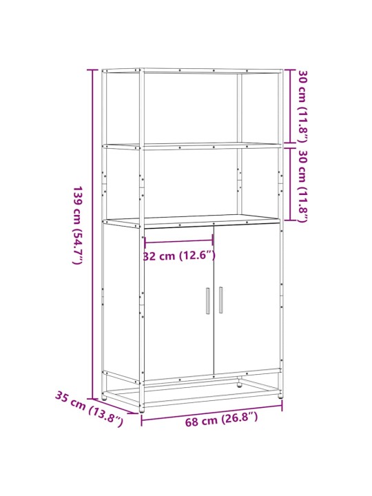 Skříň highboard šedá sonoma 68x35x139cm kompozitní dřevo a kov