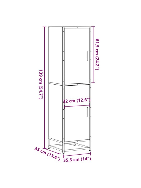 Skříň highboard dub sonoma 35,5x35x139 cm kompozit a kov