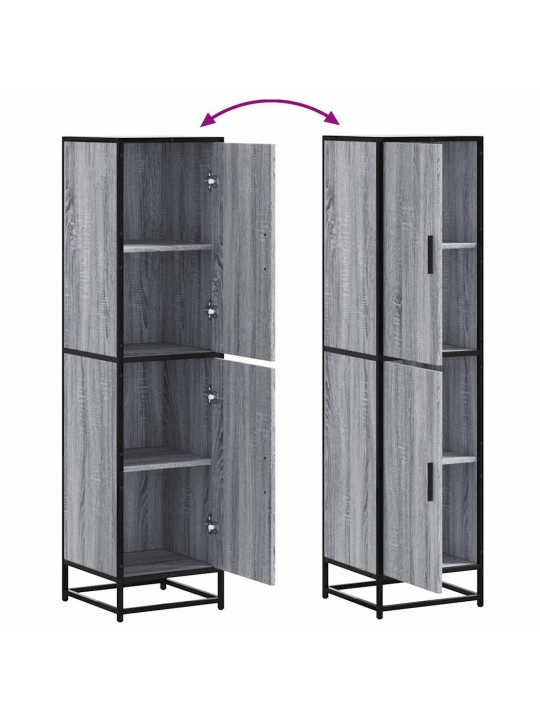 Skříň highboard šedá sonoma 35,5x35x139 cm kompozit a kov