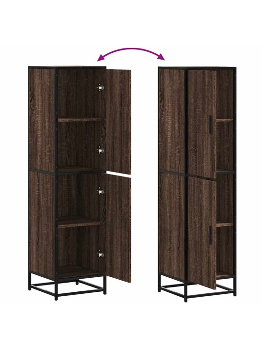 Skříň highboard hnědý dub 35,5x35x139 cm kompozit a kov