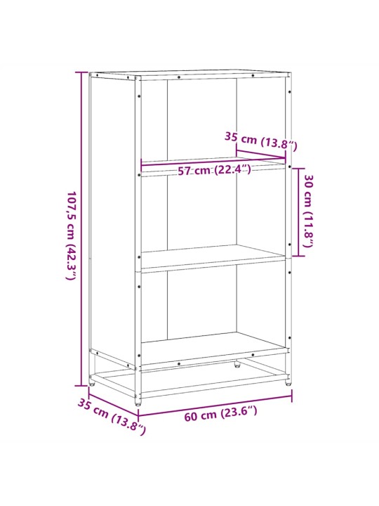 Knihovna hnědý dub 60x35x107,5 cm kompozitní dřevo