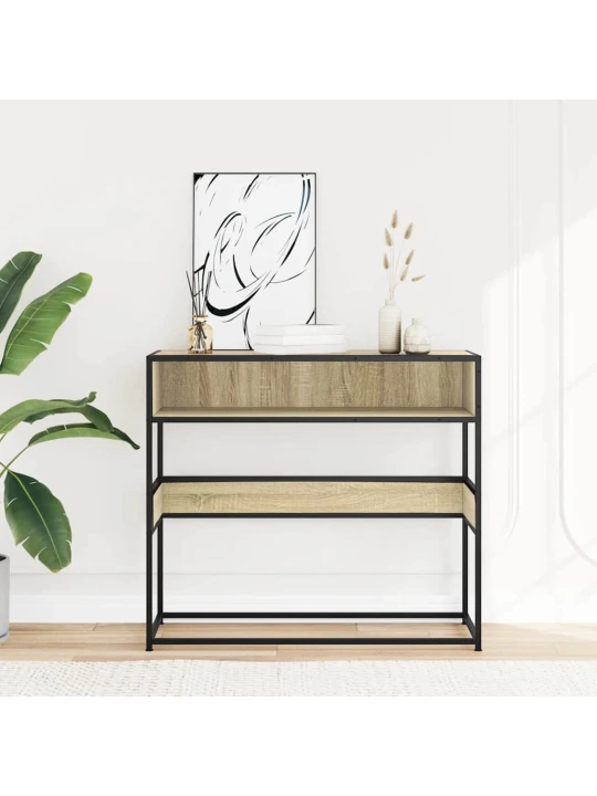 Konzolový stolek dub sonoma 90x35x80 cm kompozitní dřevo