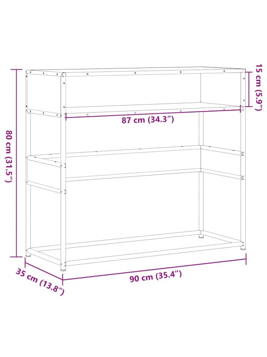 Konzolový stolek dub sonoma 90x35x80 cm kompozitní dřevo