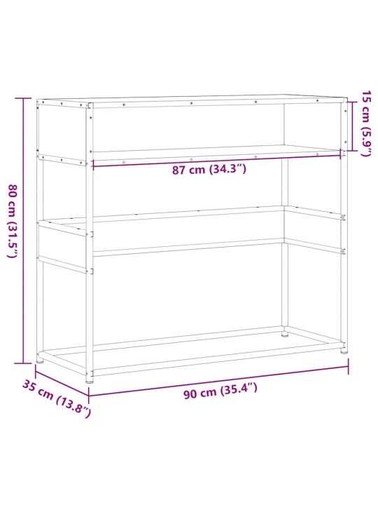Konzolový stolek dub sonoma 90x35x80 cm kompozitní dřevo