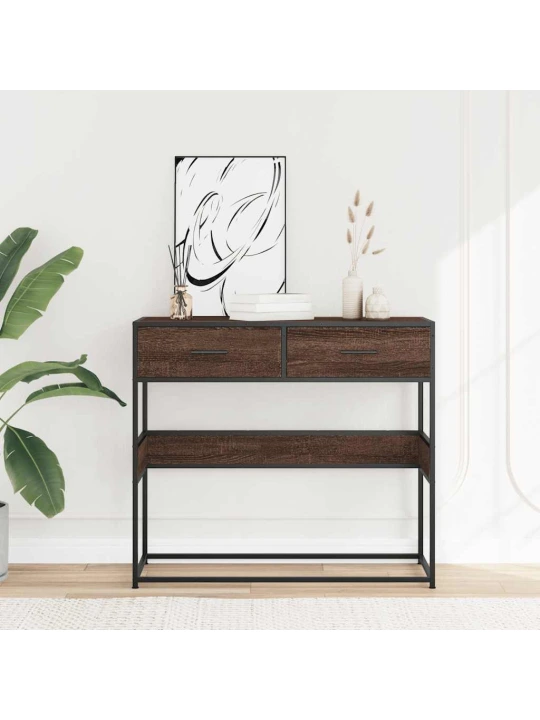 Konzolový stolek hnědý dub 90x35x80 cm kompozitní dřevo