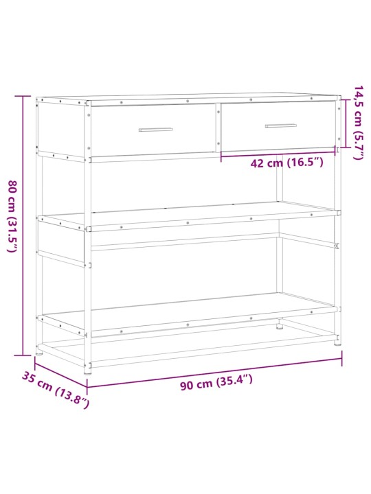 Konzolový stolek dub sonoma 90x35x80 cm kompozitní dřevo