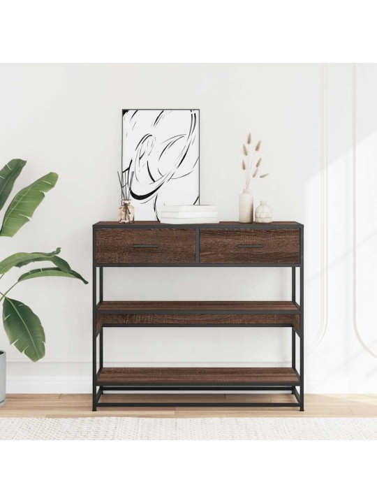 Konzolový stolek hnědý dub 90x35x80 cm kompozitní dřevo
