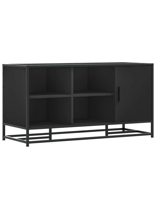 Lavice s botníkem černá 100x40x53,5 cm kompozit a kovu