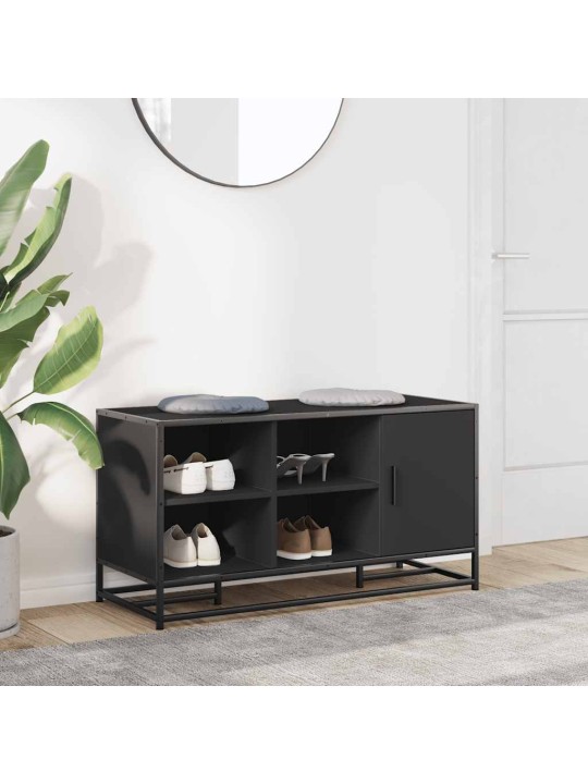 Lavice s botníkem černá 100x40x53,5 cm kompozit a kovu