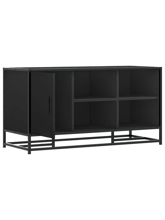 Lavice s botníkem černá 100x40x53,5 cm kompozit a kovu