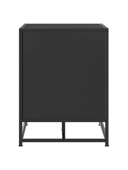 Lavice s botníkem černá 100x40x53,5 cm kompozit a kovu