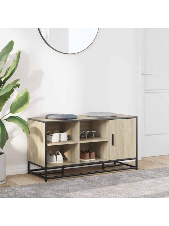 Lavice s botníkem dub sonoma 100x40x53,5 cm kompozit a kovu