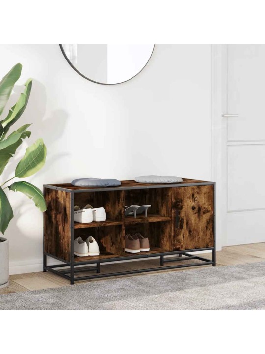 Lavice s botníkem kouřový dub 100x40x53,5 cm kompozit a kovu