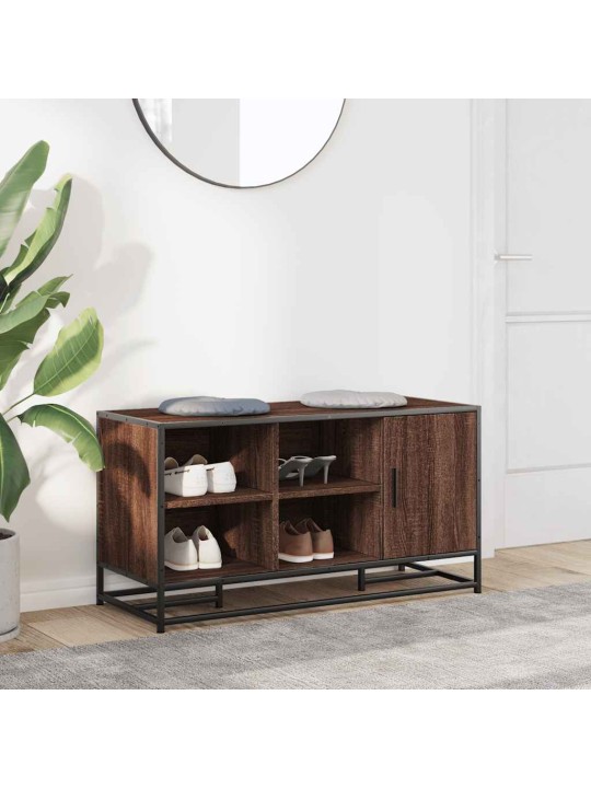 Lavice s botníkem hnědý dub 100x40x53,5 cm kompozit a kovu