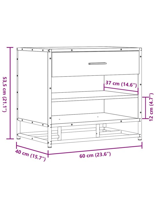 Lavice s botníkem dub sonoma 60x40x53,5 cm kompozit a kovu