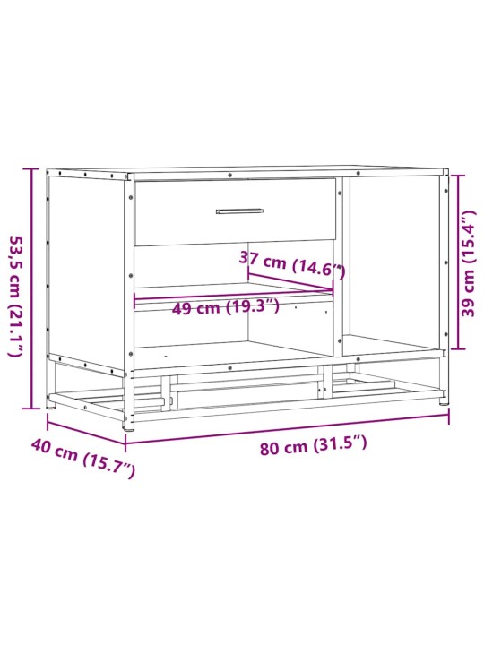 Lavice s botníkem dub sonoma 80x40x53,5 cm kompozit a kovu