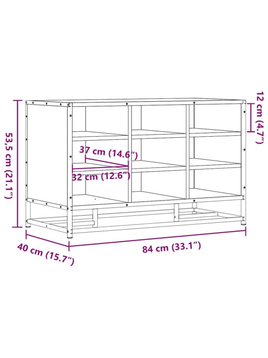 Lavice s botníkem dub sonoma 84x40x53,5 cm kompozit a kovu