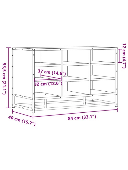 Lavice s botníkem kouřový dub 84x40x53,5 cm kompozit a kovu