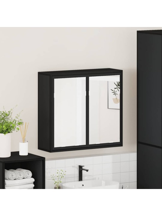 Koupelnová skříňka se zrcadlem černá 65x20x60 cm kompozit