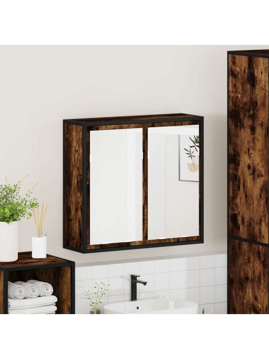 Koupelnová skříňka se zrcadlem kouřový dub 65x20x60 cm kompozit