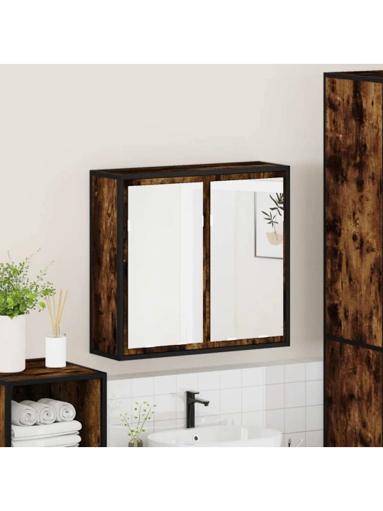 Koupelnová skříňka se zrcadlem kouřový dub 65x20x60 cm kompozit