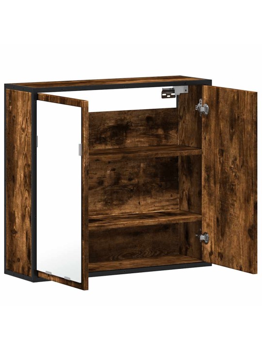 Koupelnová skříňka se zrcadlem kouřový dub 65x20x60 cm kompozit