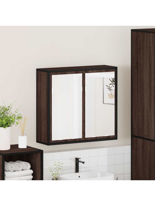 Koupelnová skříňka se zrcadlem hnědý dub 65x20x60 cm kompozit