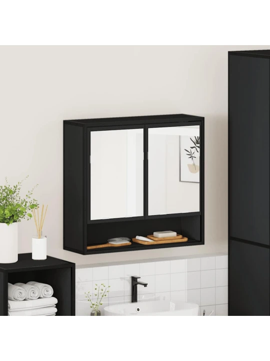 Koupelnová skříňka se zrcadlem černá 65x20x60 cm kompozit