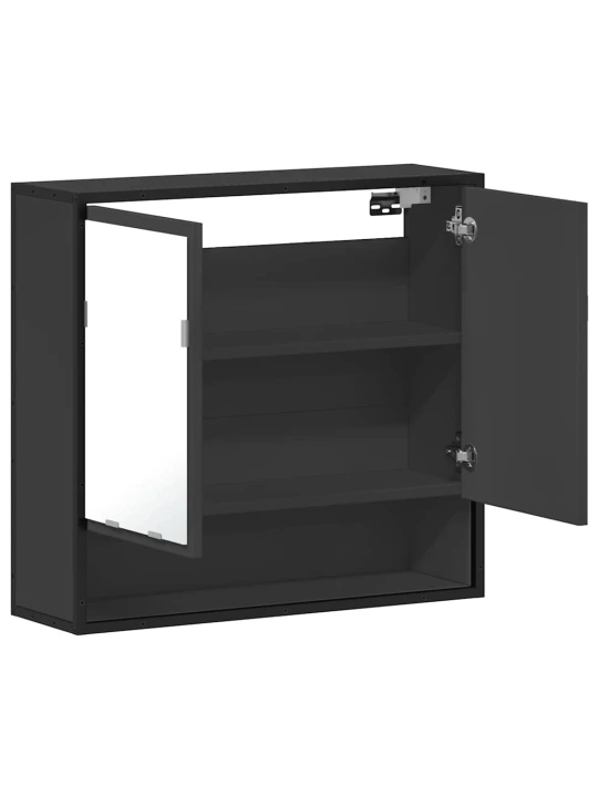 Koupelnová skříňka se zrcadlem černá 65x20x60 cm kompozit