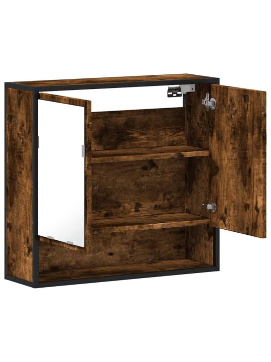 Koupelnová skříňka se zrcadlem kouřový dub 65x20x60 cm kompozit