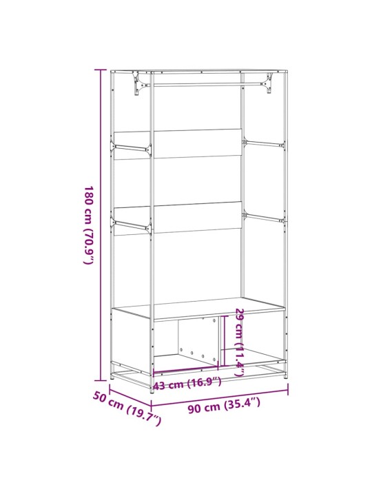 Šatní skříň kouřový dub 90 x 50 x 180 cm kompozitní dřevo