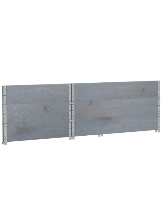 Paletové nástavce 3 ks šedé 120 x 80 cm masivní borové dřevo
