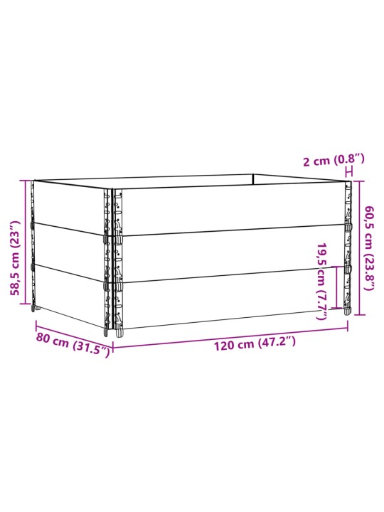 Paletové nástavce 3 ks šedé 120 x 80 cm masivní borové dřevo