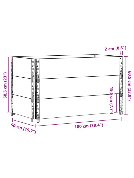 Paletové nástavce 3 ks černé 100 x 50 cm masivní borové dřevo