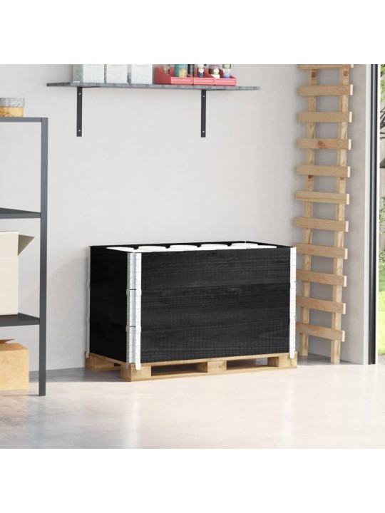 Paletové nástavce 3 ks černé 100 x 50 cm masivní borové dřevo