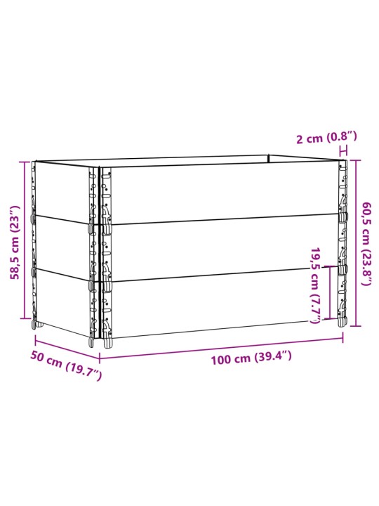 Paletové nástavce 3 ks hnědé 100 x 50 cm masivní borové dřevo